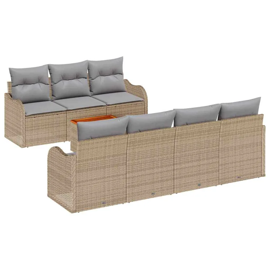 Ensemble de canapé de jardin 8 pcs Beige et Gris clair - 2