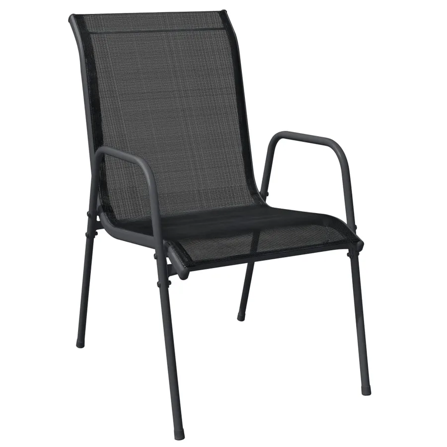 Ensemble à manger de jardin 3 pcs noir textilène et acier - 3