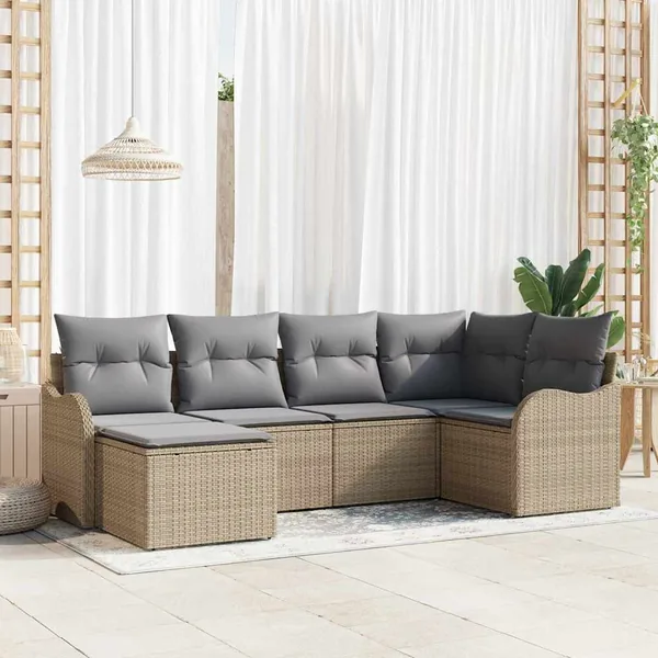 Ensemble de canapé de jardin 6 pcs beige et gris clair
