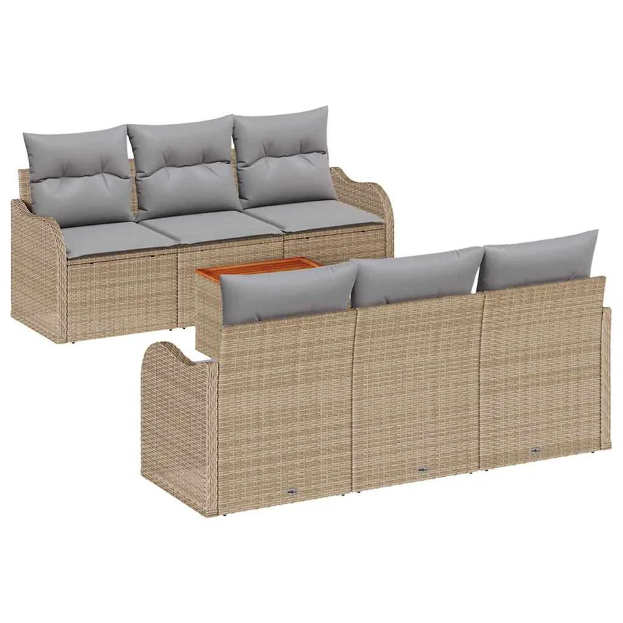 Ensemble de canapé de jardin 7 pcs Beige et Gris clair - 2