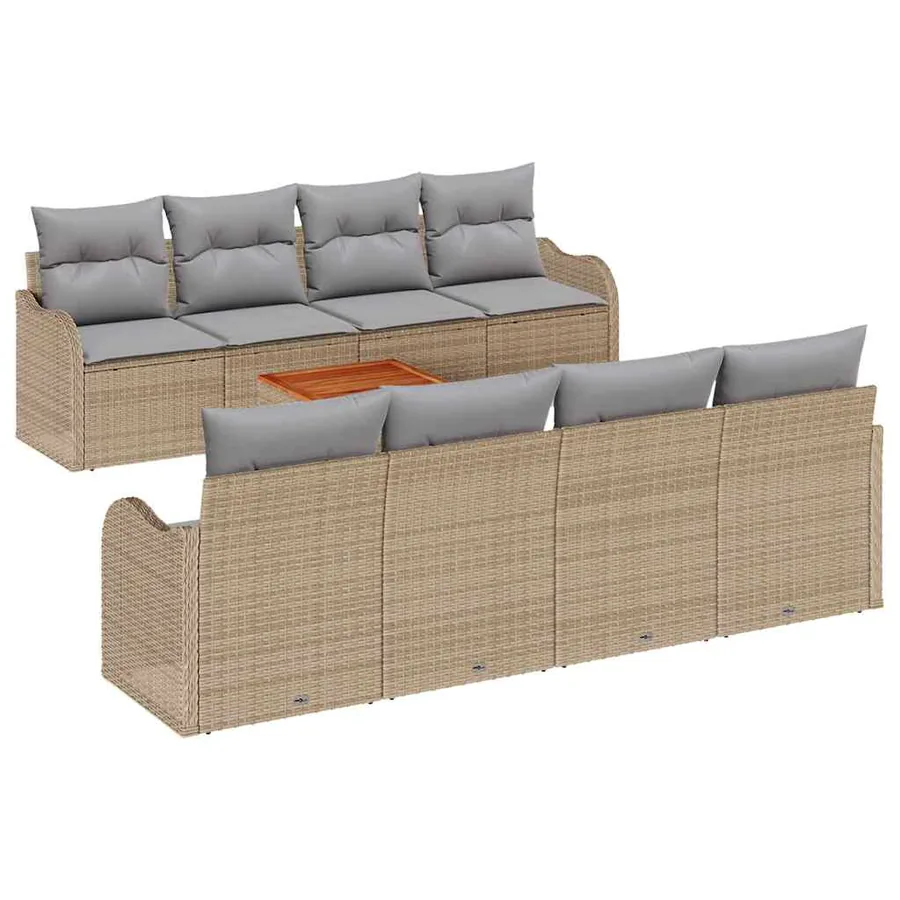 Ensemble de canapé de jardin 9 pcs Beige et Gris clair - 2