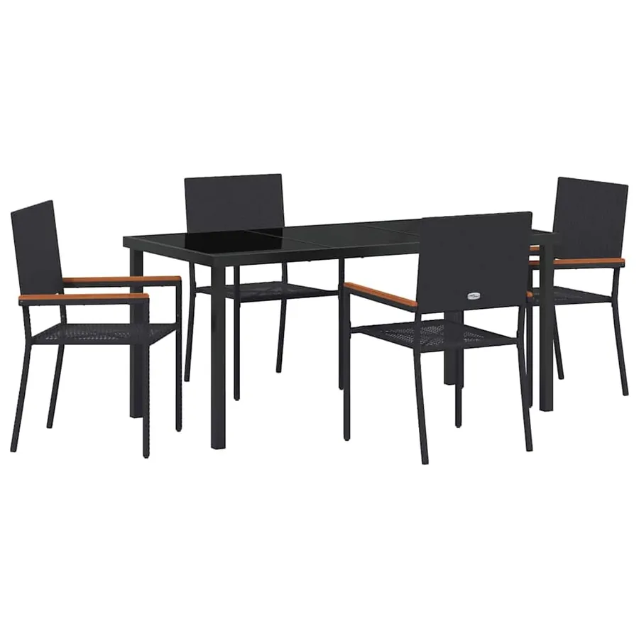 Ensemble de salle à manger pour jardin 5 pcs Noir polyrotin - 2