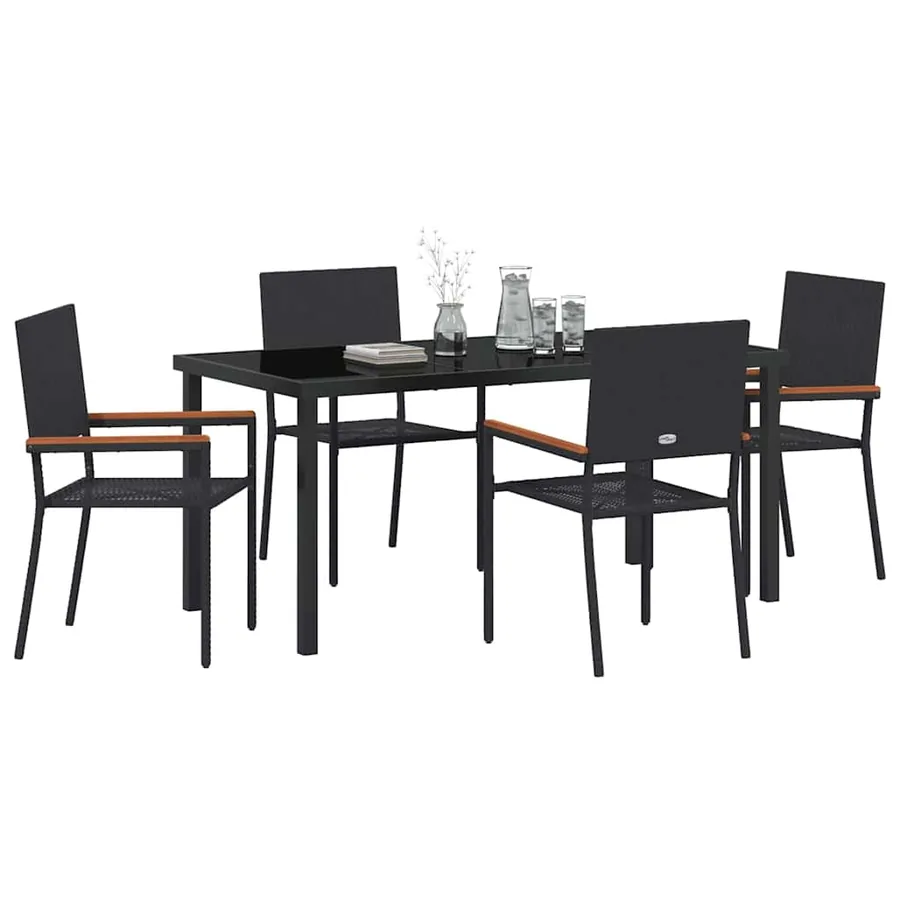 Ensemble de salle à manger pour jardin 5 pcs Noir polyrotin - 3