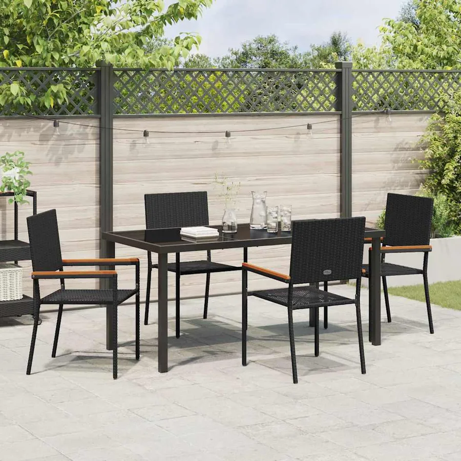 Ensemble de salle à manger pour jardin 5 pcs Noir polyrotin - 4