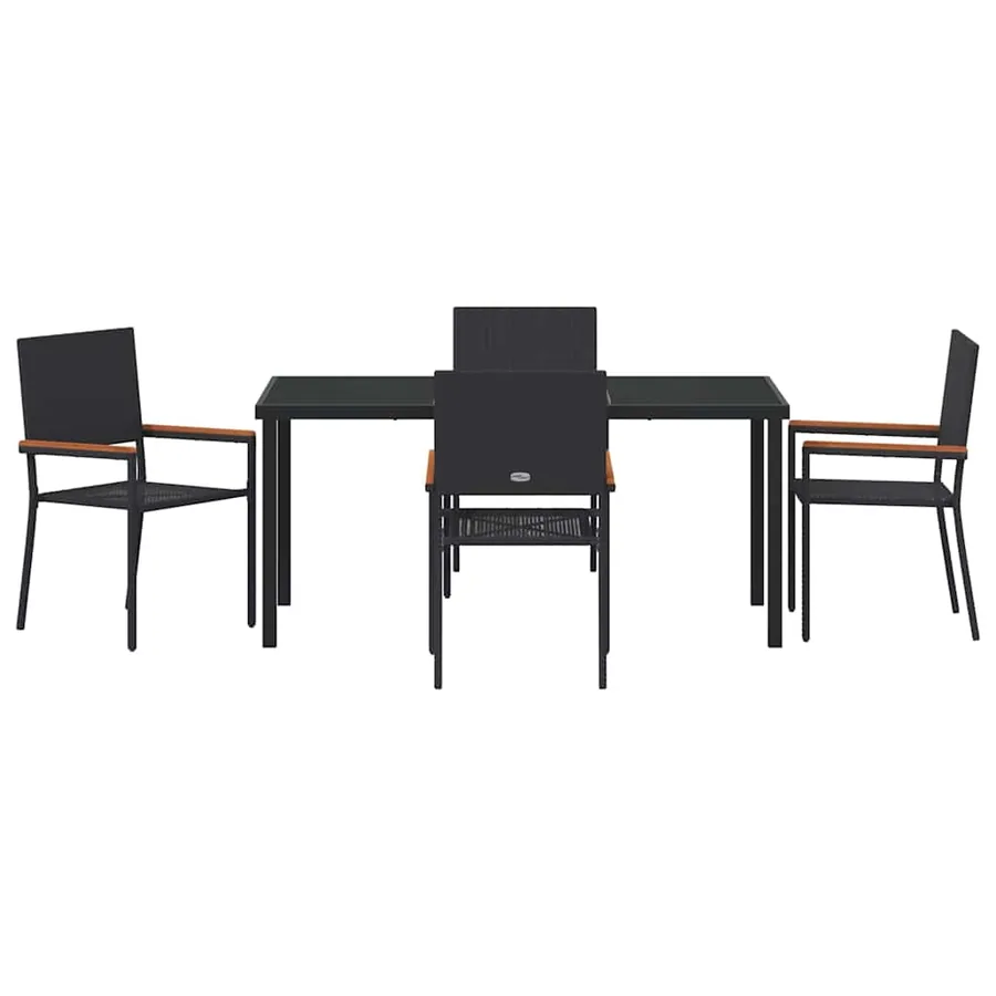 Ensemble de salle à manger pour jardin 5 pcs Noir polyrotin - 7