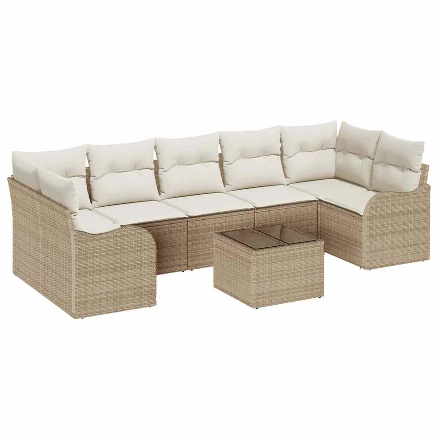 Ensemble de canapé de jardin avec coussin 8 pcs Beige et crème - 2