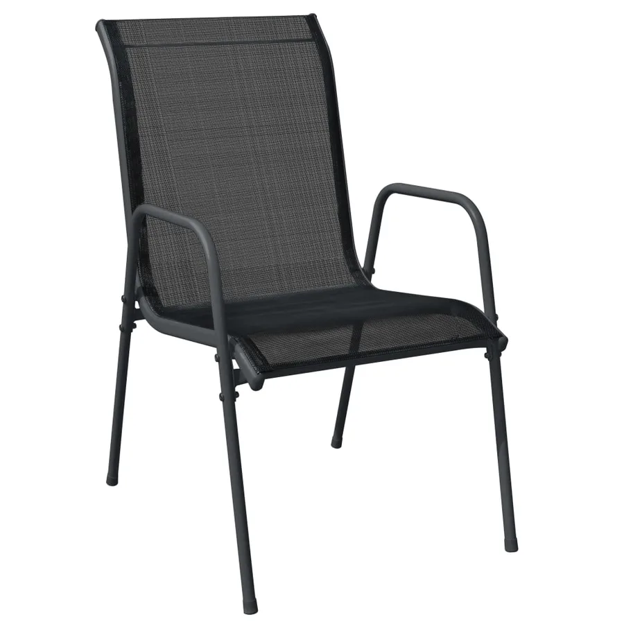 Ensemble à manger de jardin 7 pcs noir textilène et acier - 3