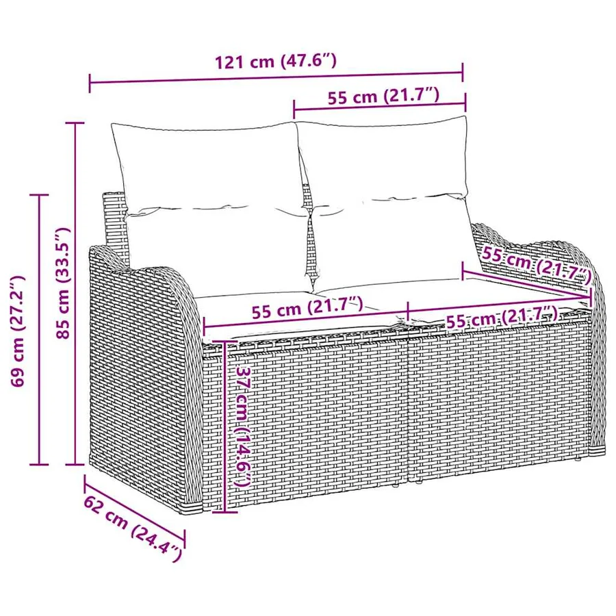 Ensemble de canapé de jardin 7 pcs Beige et crème polyrotin - 14