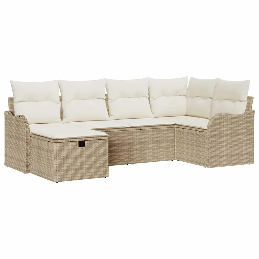 Ensemble de canapé de jardin 6 pcs Beige Poly rotin - 2