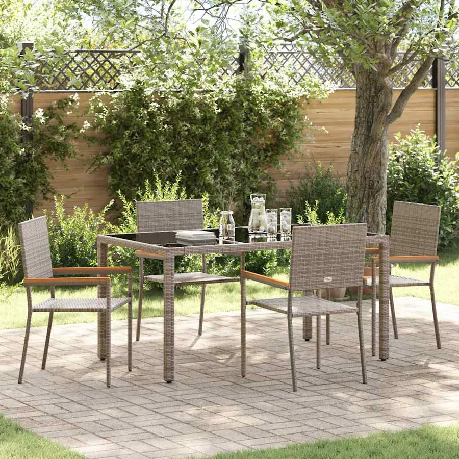 Ensemble de salle à manger pour jardin 5 pcs Gris polyrotin