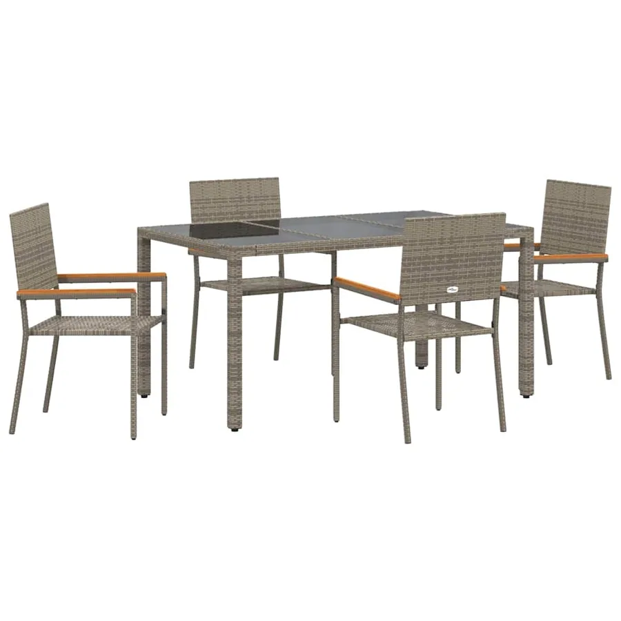Ensemble de salle à manger pour jardin 5 pcs Gris polyrotin - 2