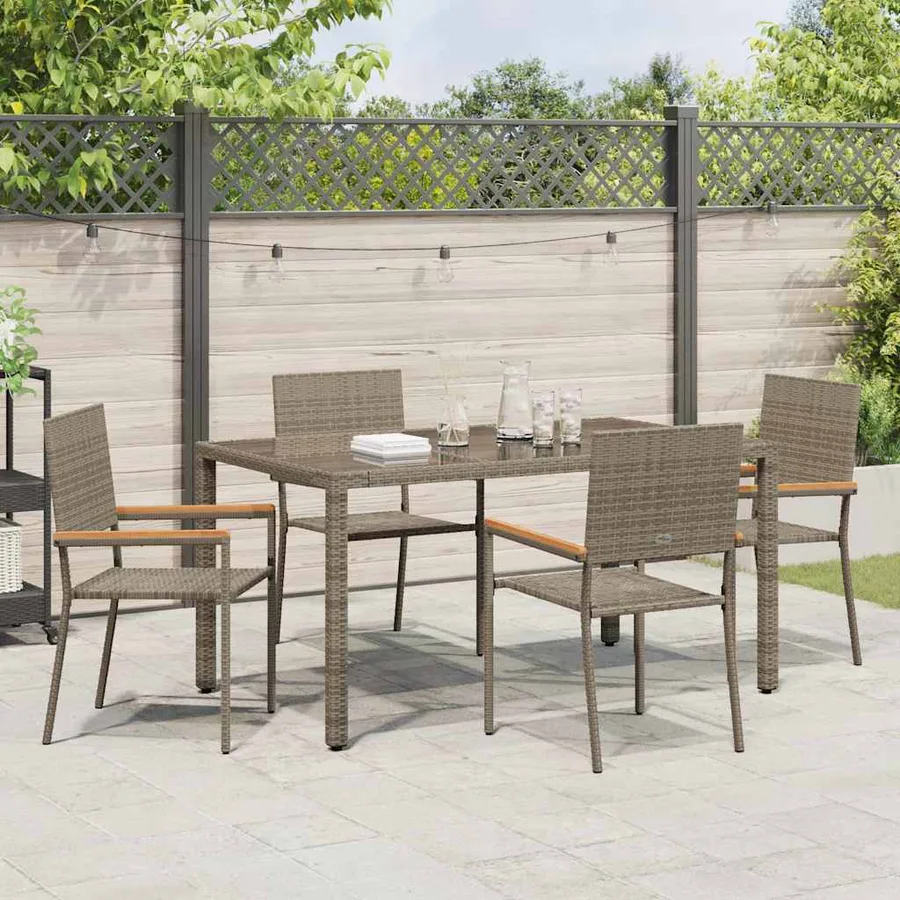 Ensemble de salle à manger pour jardin 5 pcs Gris polyrotin - 4