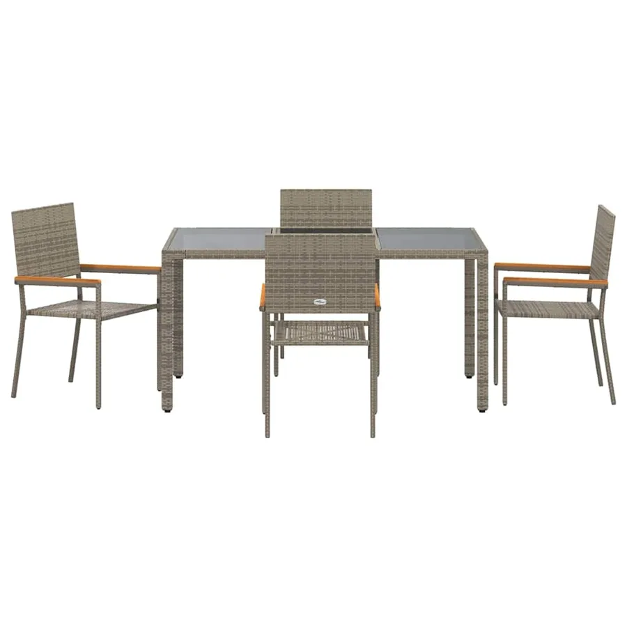 Ensemble de salle à manger pour jardin 5 pcs Gris polyrotin - 7