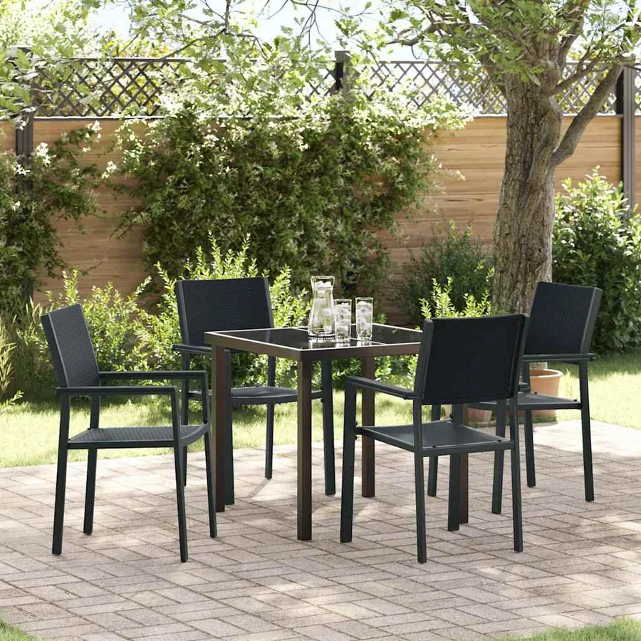 Ensemble de salle à manger pour jardin 5 pcs Noir