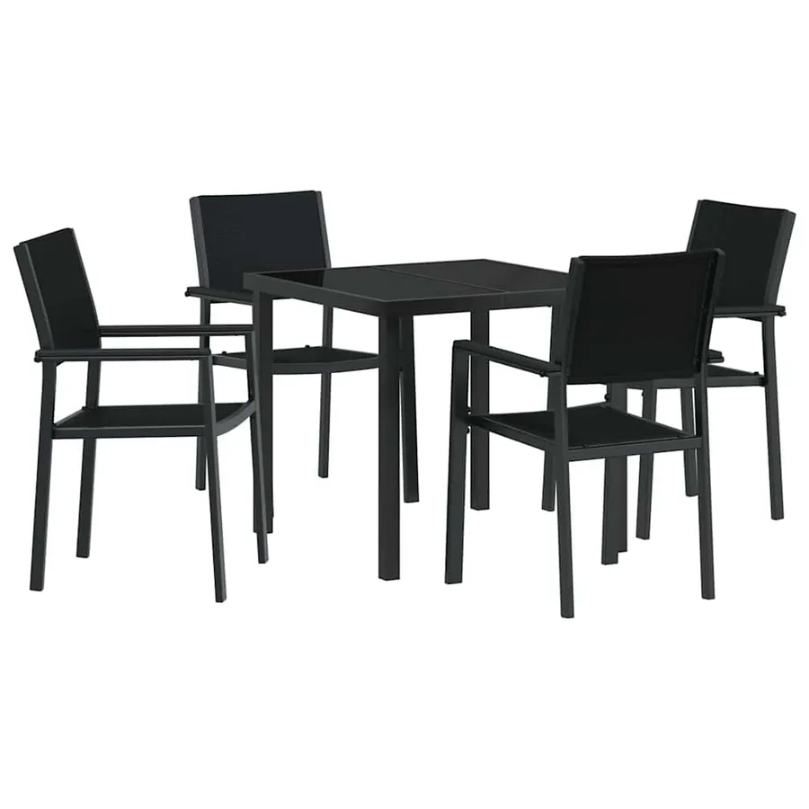 Ensemble de salle à manger pour jardin 5 pcs Noir - 2