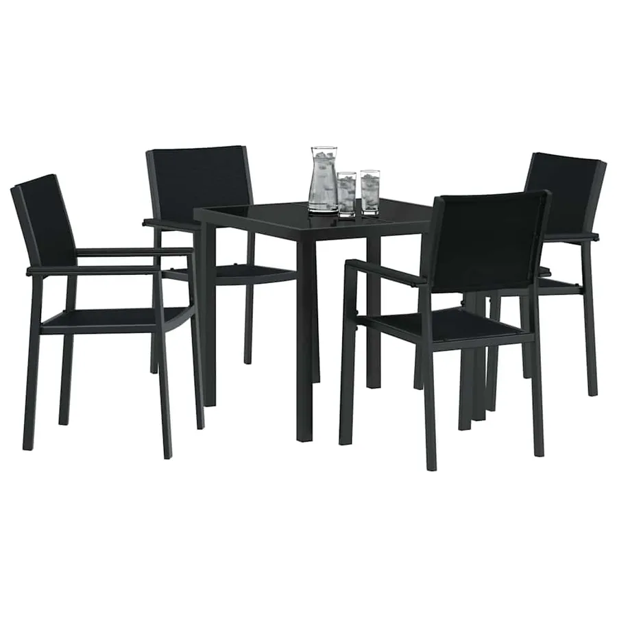 Ensemble de salle à manger pour jardin 5 pcs Noir - 3