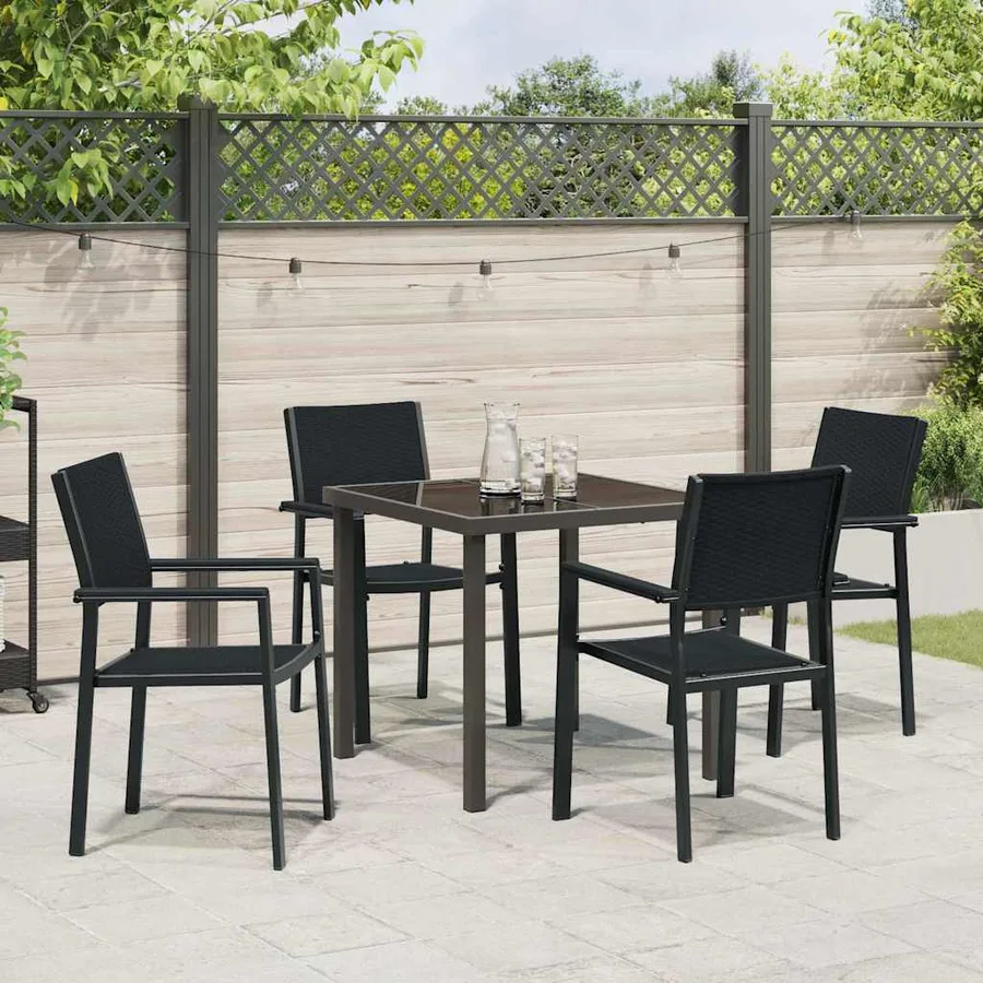 Ensemble de salle à manger pour jardin 5 pcs Noir - 4
