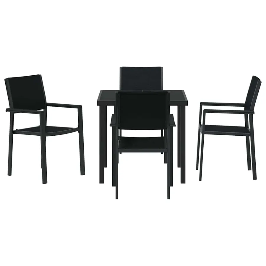 Ensemble de salle à manger pour jardin 5 pcs Noir - 7