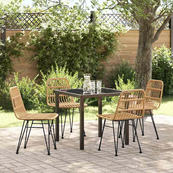 Ensemble de salle à manger pour jardin 5 pcs Marron