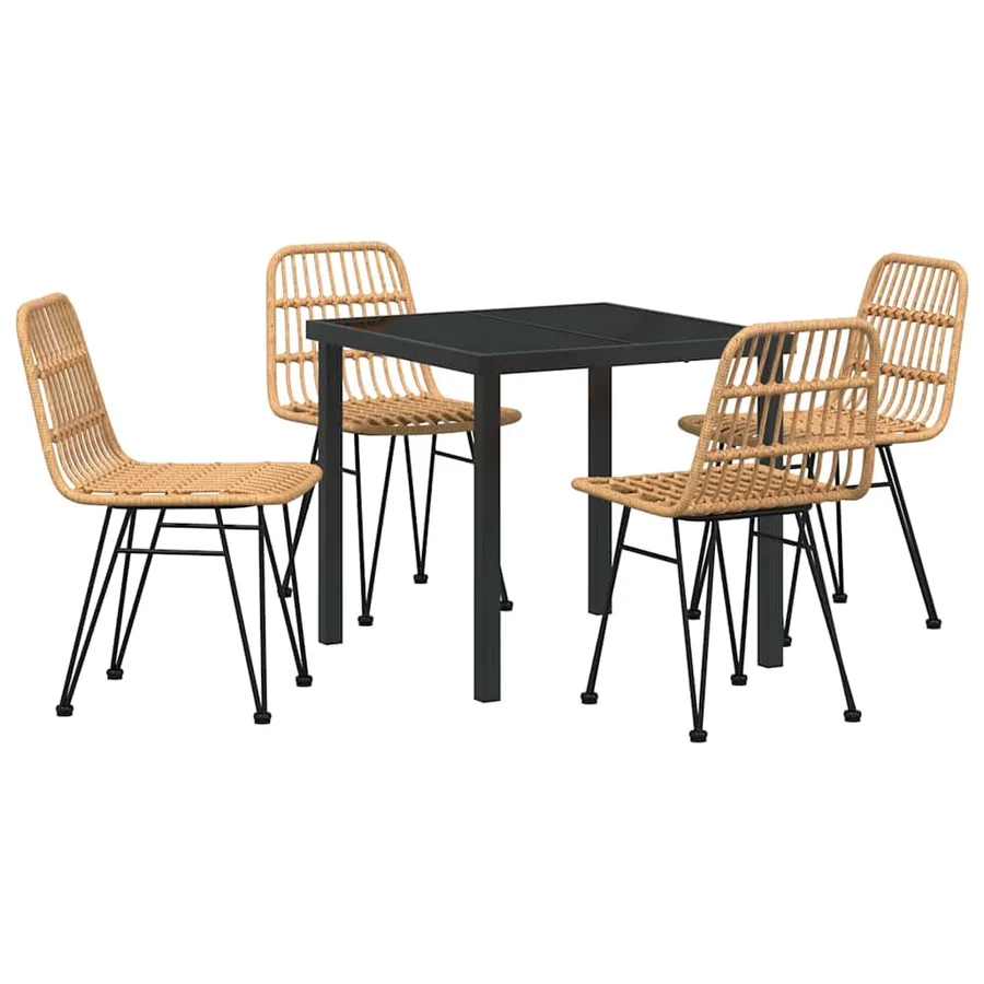 Ensemble de salle à manger pour jardin 5 pcs Marron - 2