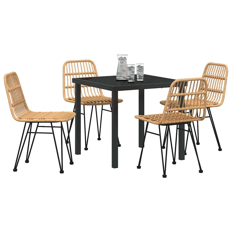 Ensemble de salle à manger pour jardin 5 pcs Marron - 3