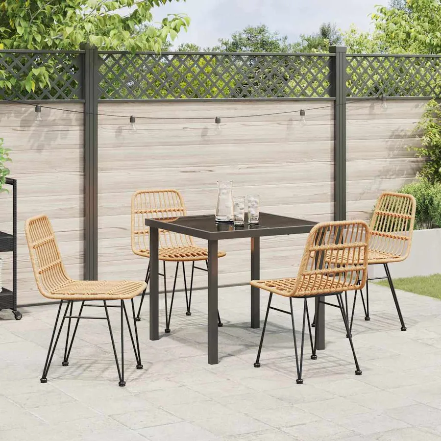 Ensemble de salle à manger pour jardin 5 pcs Marron - 4