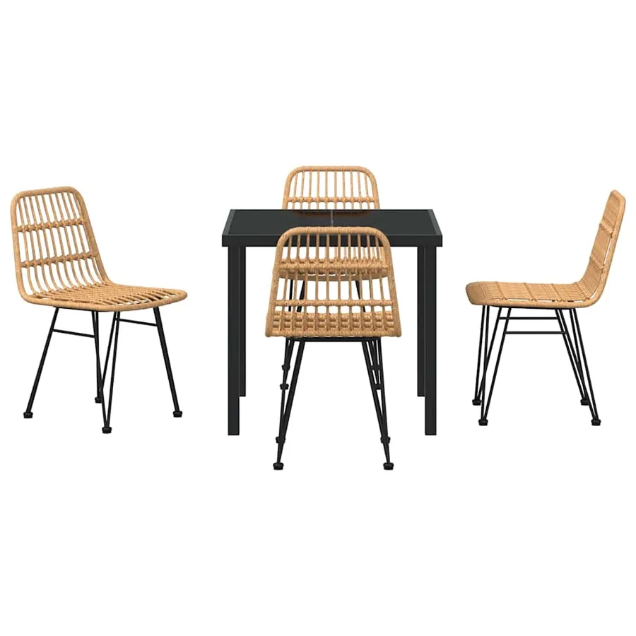 Ensemble de salle à manger pour jardin 5 pcs Marron - 7