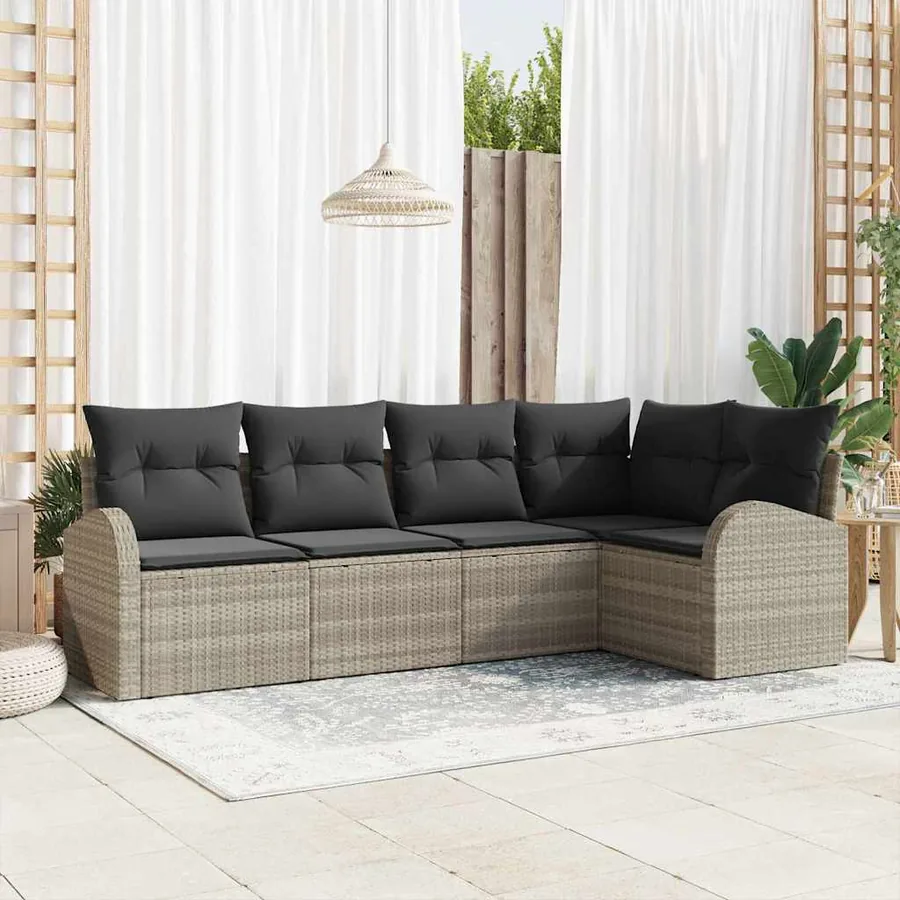 Ensemble de Canapés avec coussin Gris clair Polyester