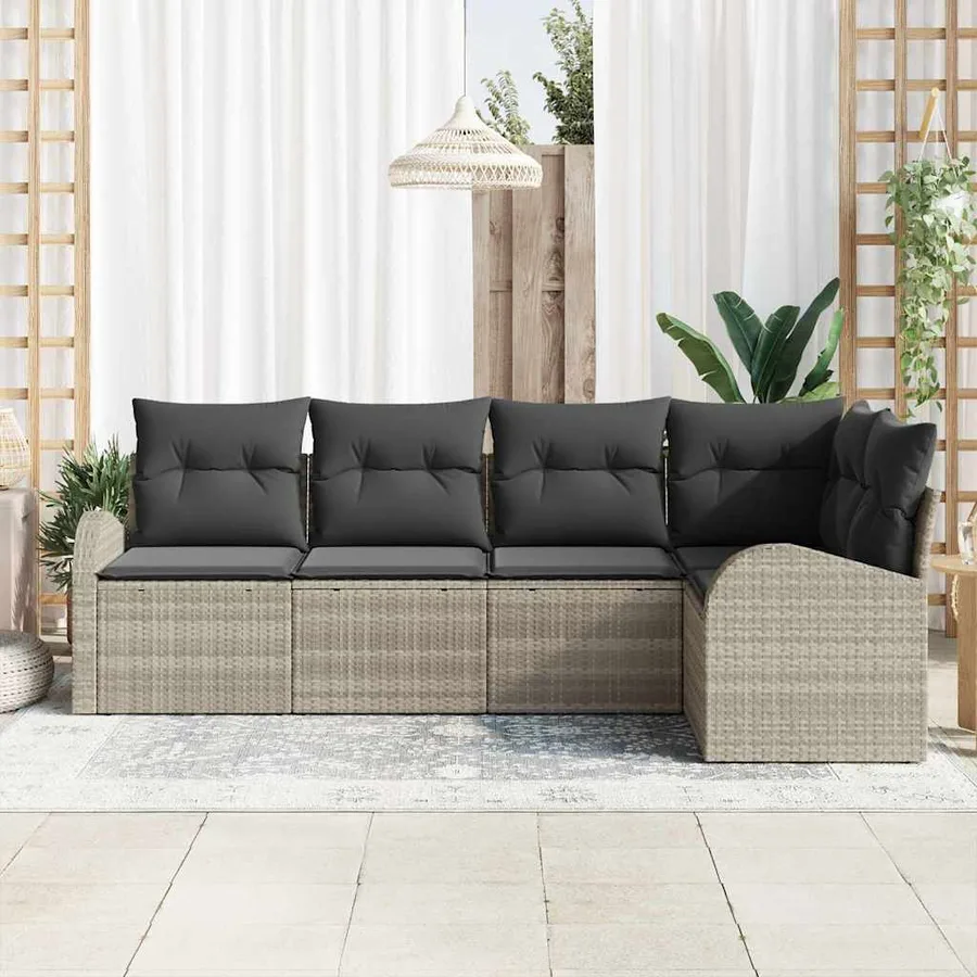 Ensemble de Canapés avec coussin Gris clair Polyester - 3