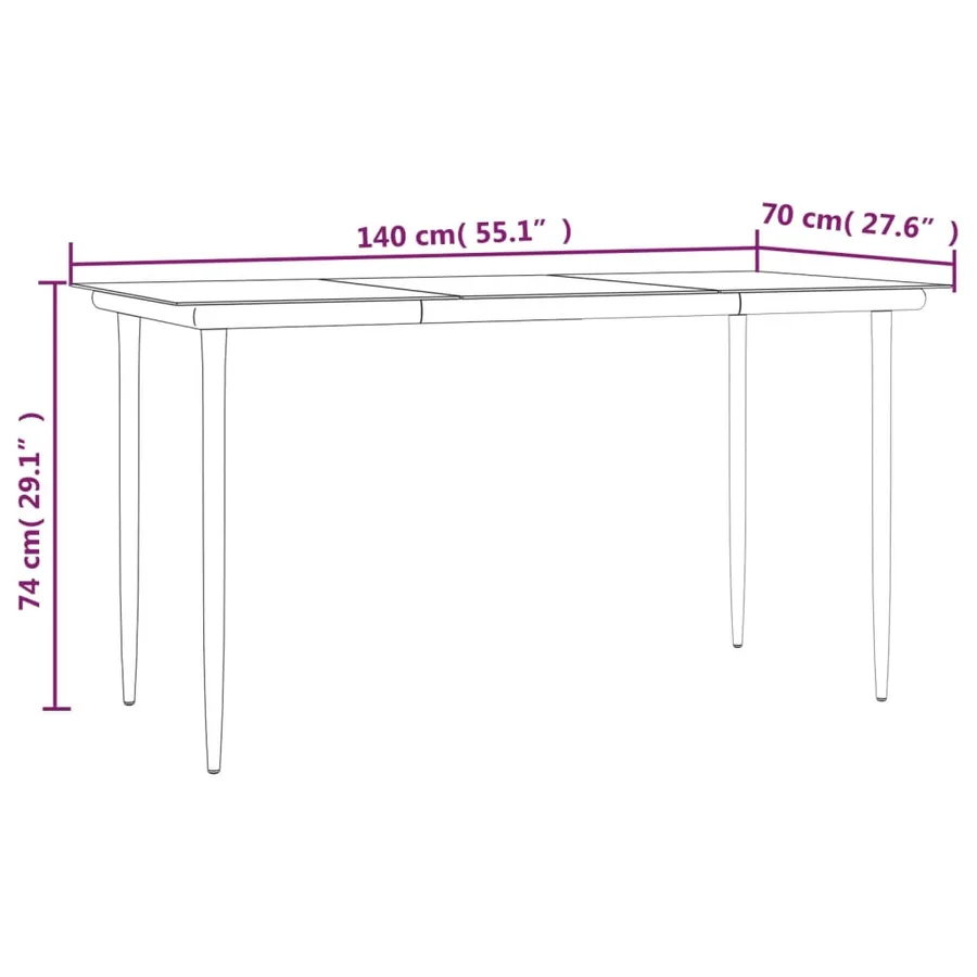 Ensemble à manger de jardin 7 pcs noir textilène et acier - 7