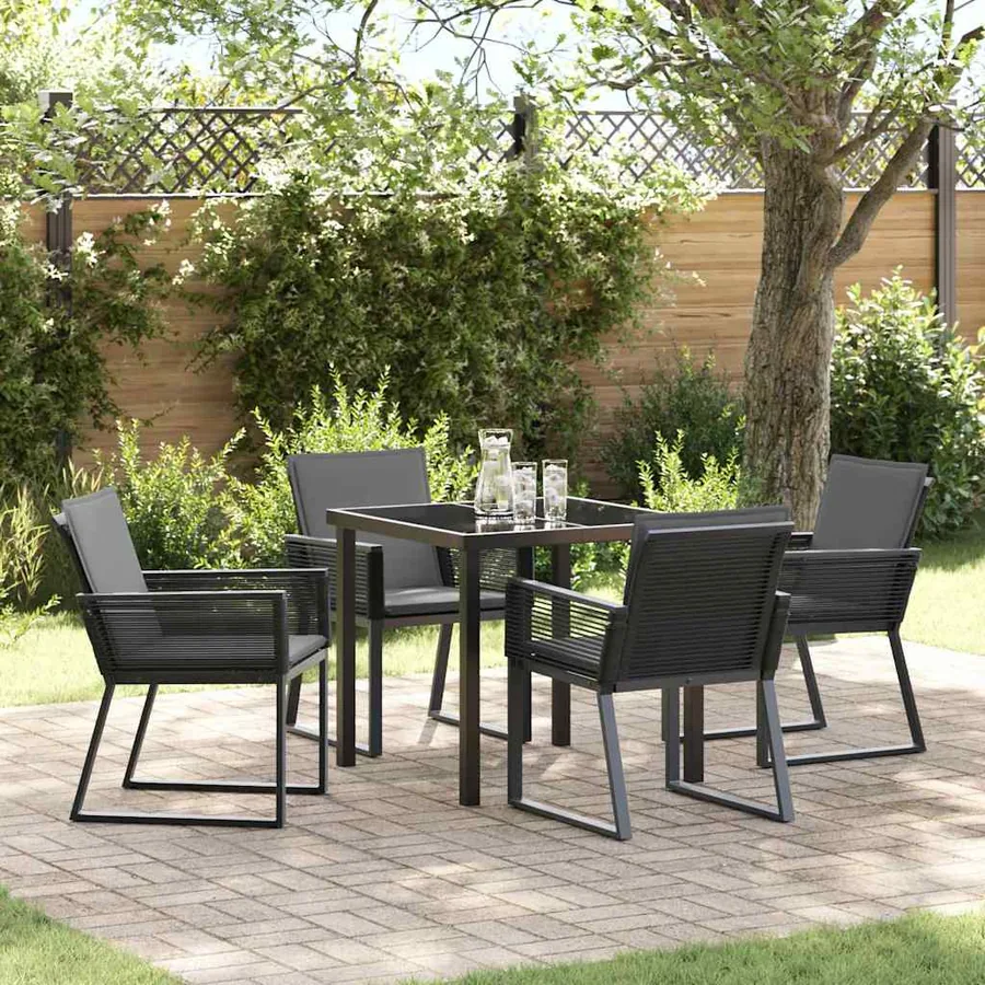 Ensemble de salle à manger pour jardin 5 pcs Noir
