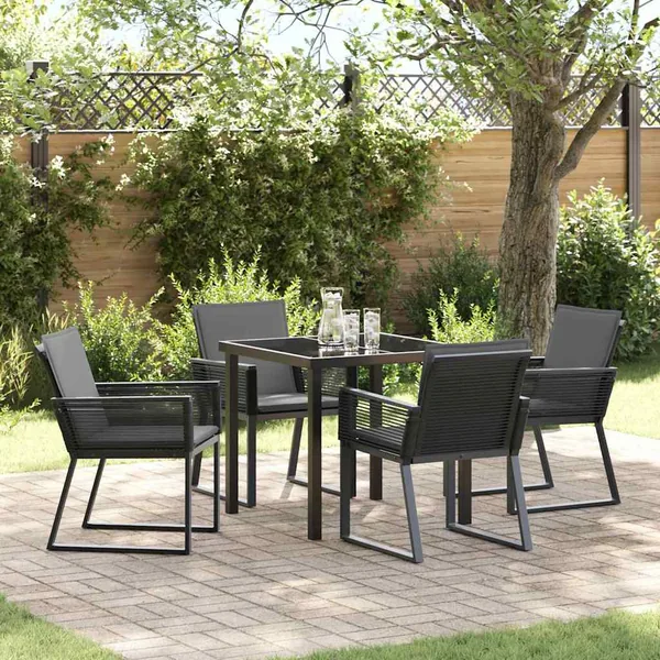 Ensemble de salle à manger pour jardin 5 pcs Noir