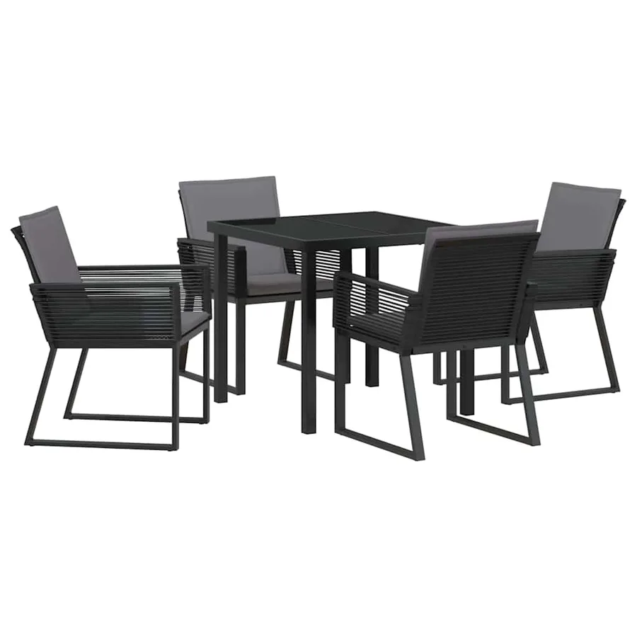 Ensemble de salle à manger pour jardin 5 pcs Noir - 2