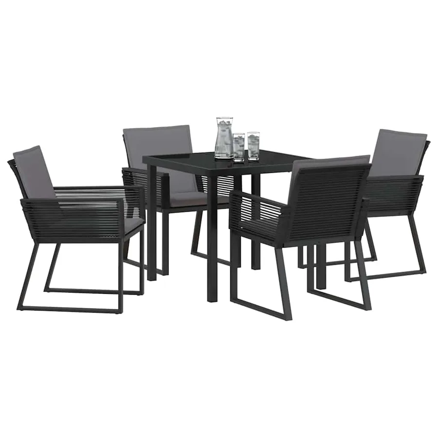 Ensemble de salle à manger pour jardin 5 pcs Noir - 3