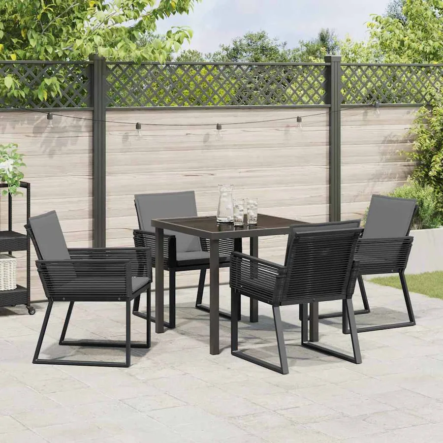 Ensemble de salle à manger pour jardin 5 pcs Noir - 4