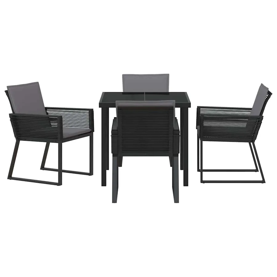 Ensemble de salle à manger pour jardin 5 pcs Noir - 7