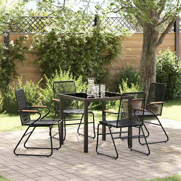 Ensemble de salle à manger pour jardin 5 pcs Noir