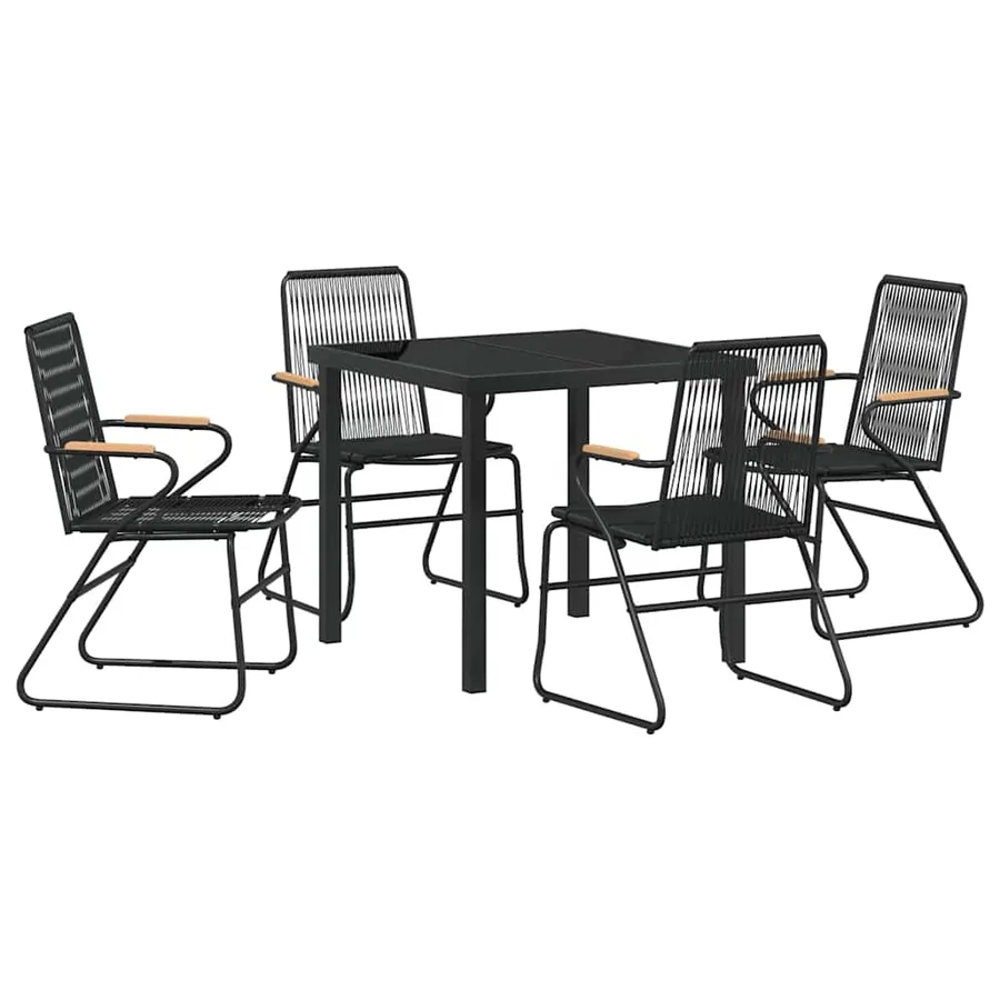 Ensemble de salle à manger pour jardin 5 pcs Noir - 2