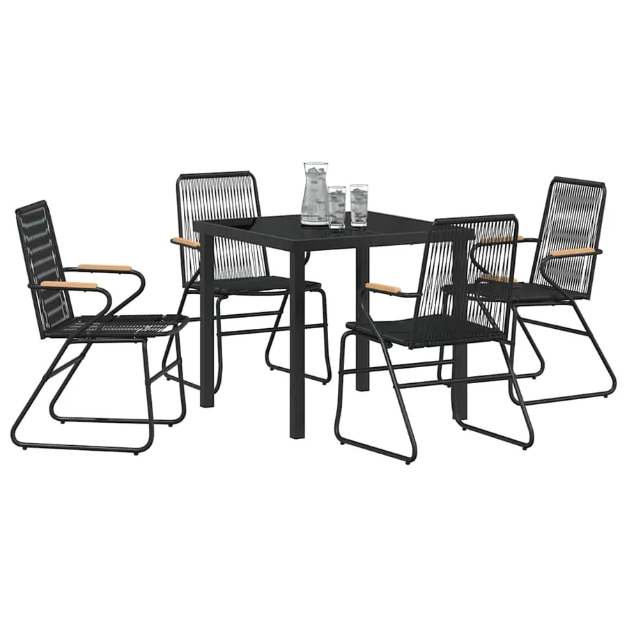 Ensemble de salle à manger pour jardin 5 pcs Noir - 3