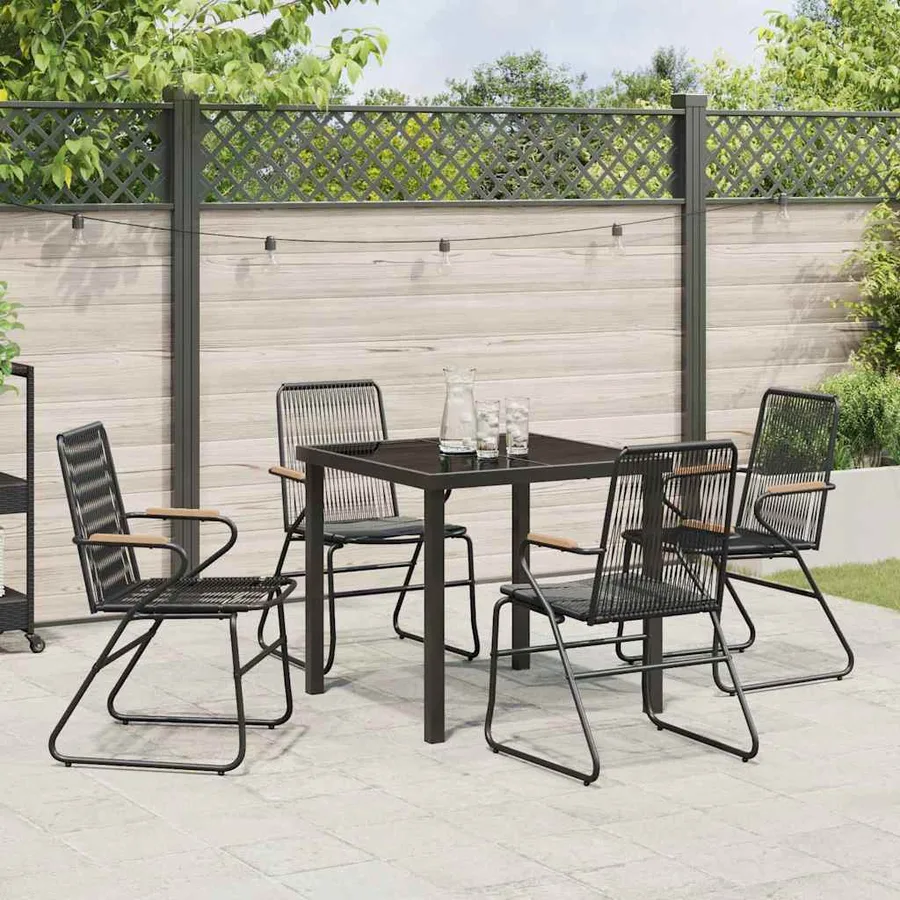 Ensemble de salle à manger pour jardin 5 pcs Noir - 4