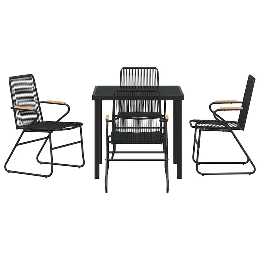 Ensemble de salle à manger pour jardin 5 pcs Noir - 7