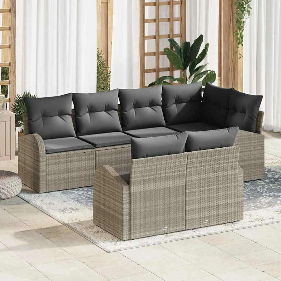 Ensemble de canapé de jardin Gris clair polyrotin