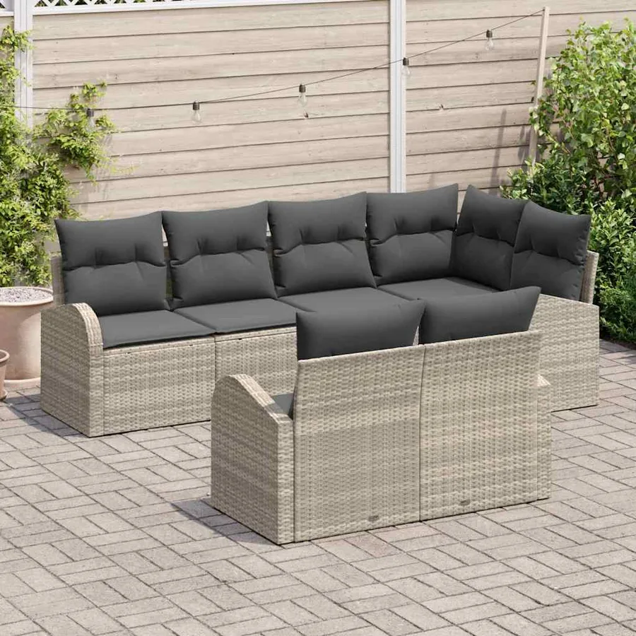 Ensemble de canapé de jardin Gris clair polyrotin - 3