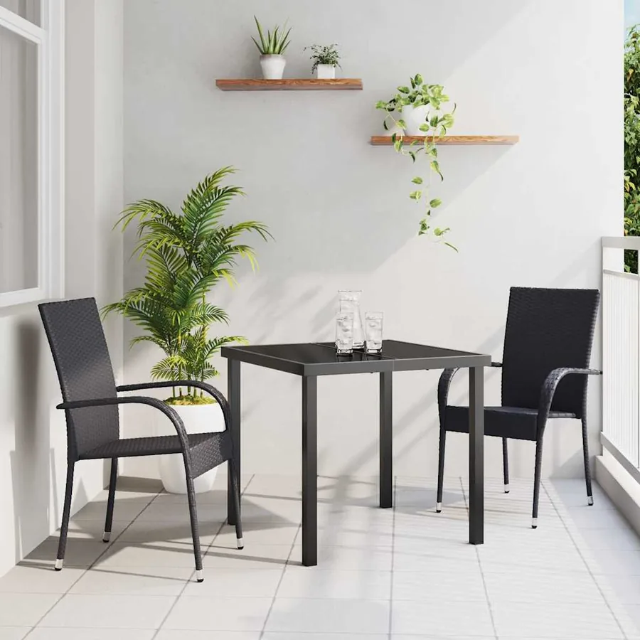 Ensemble de salle à manger pour jardin 3 pcs Noir