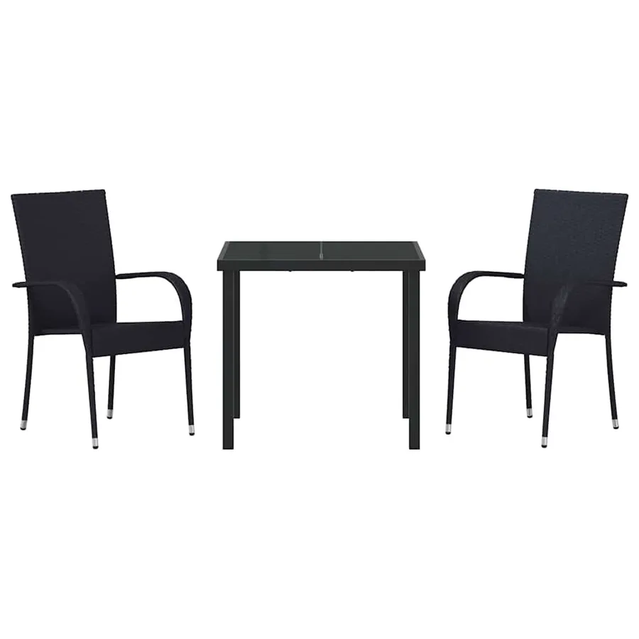 Ensemble de salle à manger pour jardin 3 pcs Noir - 7