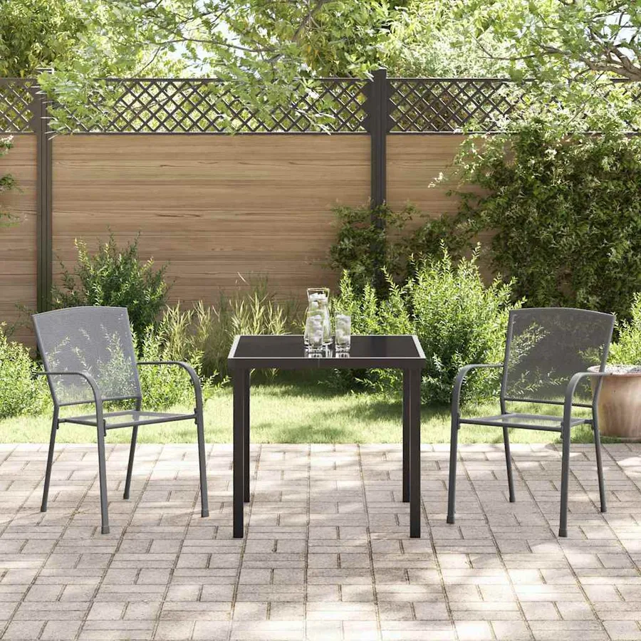 Ensemble de salle à manger pour jardin 3 pcs Anthracite - 4