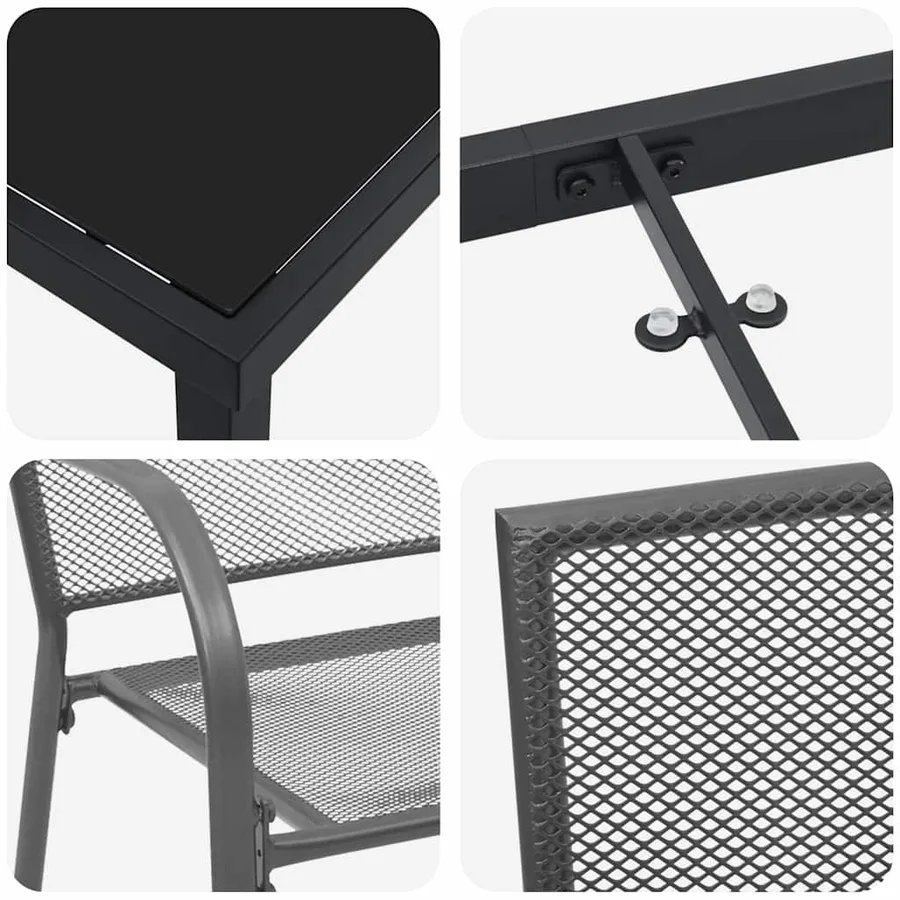Ensemble de salle à manger pour jardin 3 pcs Anthracite - 9