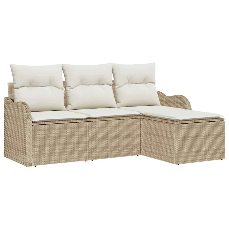Ensemble de canapé de jardin 4 pcs Beige polyrotin - 2