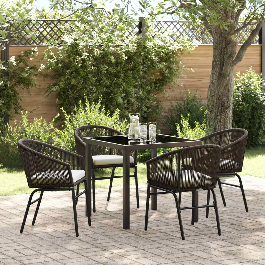 Ensemble de salle à manger pour jardin 5 pcs Marron