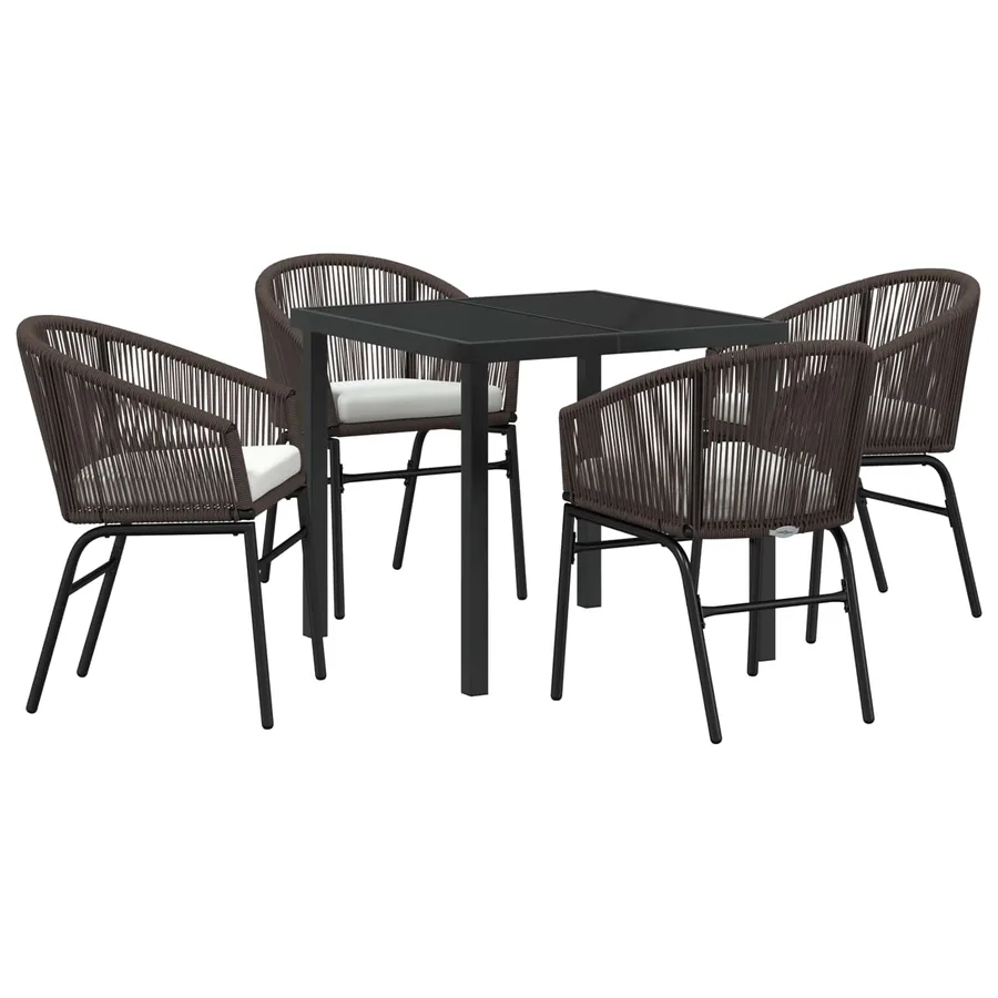 Ensemble de salle à manger pour jardin 5 pcs Marron - 2